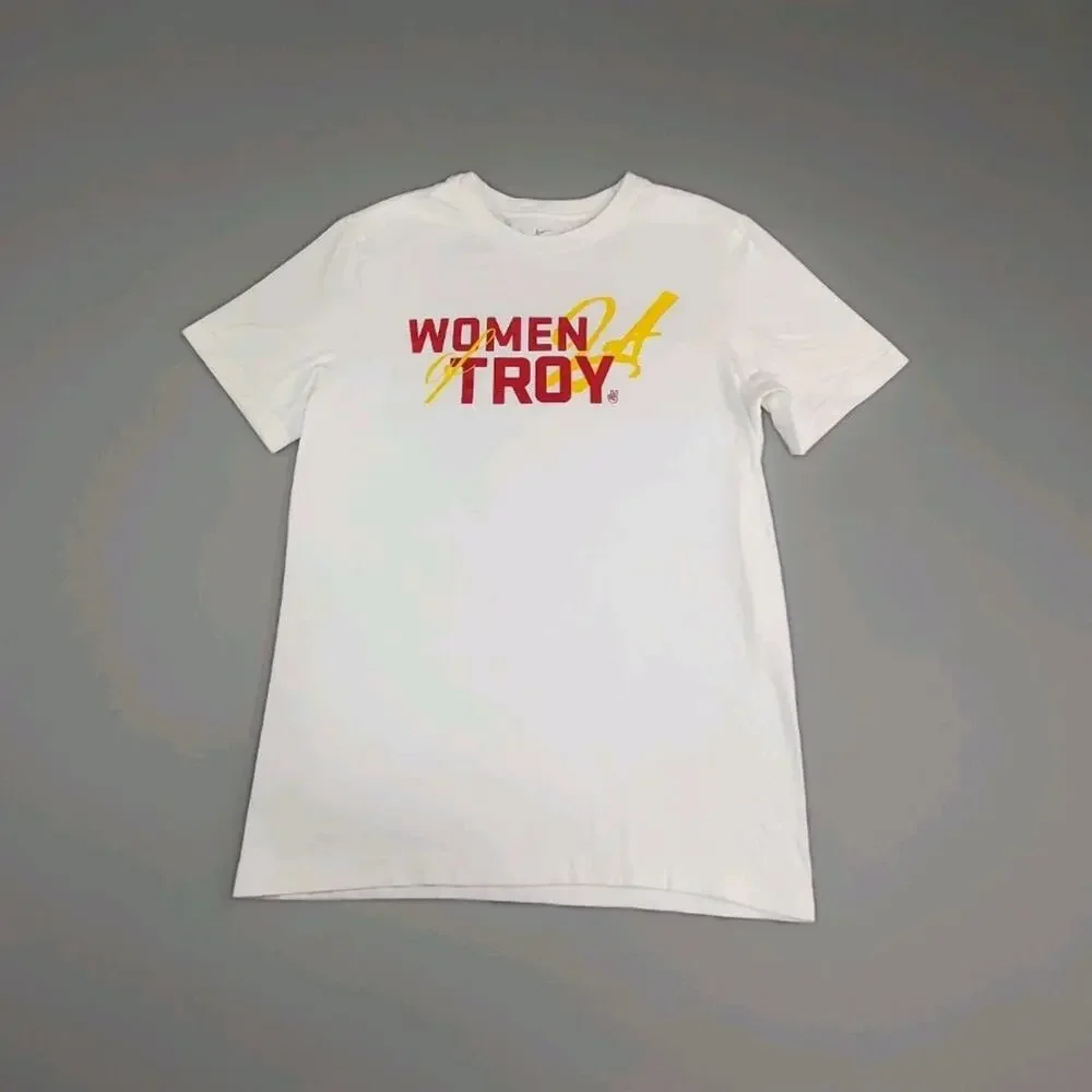 The Nike Tee USC Womens Sz S White University Southern California Short Sleeve